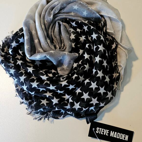 Steve Madden Ombre Stars Scarf Black & Gray New With Tags - Picture 1 of 5